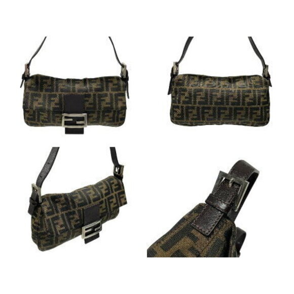 FENDI Mamma Bucket Hobo Shoulder Bag Zucca Canvas Leather Brown - Picture 2 of 8